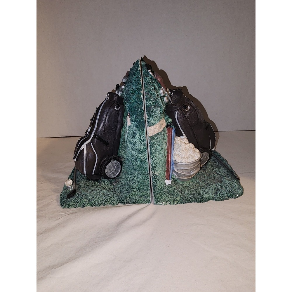 MOLDED GOLF BAG CLUB BALL COLLECTIBLE BOOKENDS Book Ends Golfer Gift Sports EUC‎